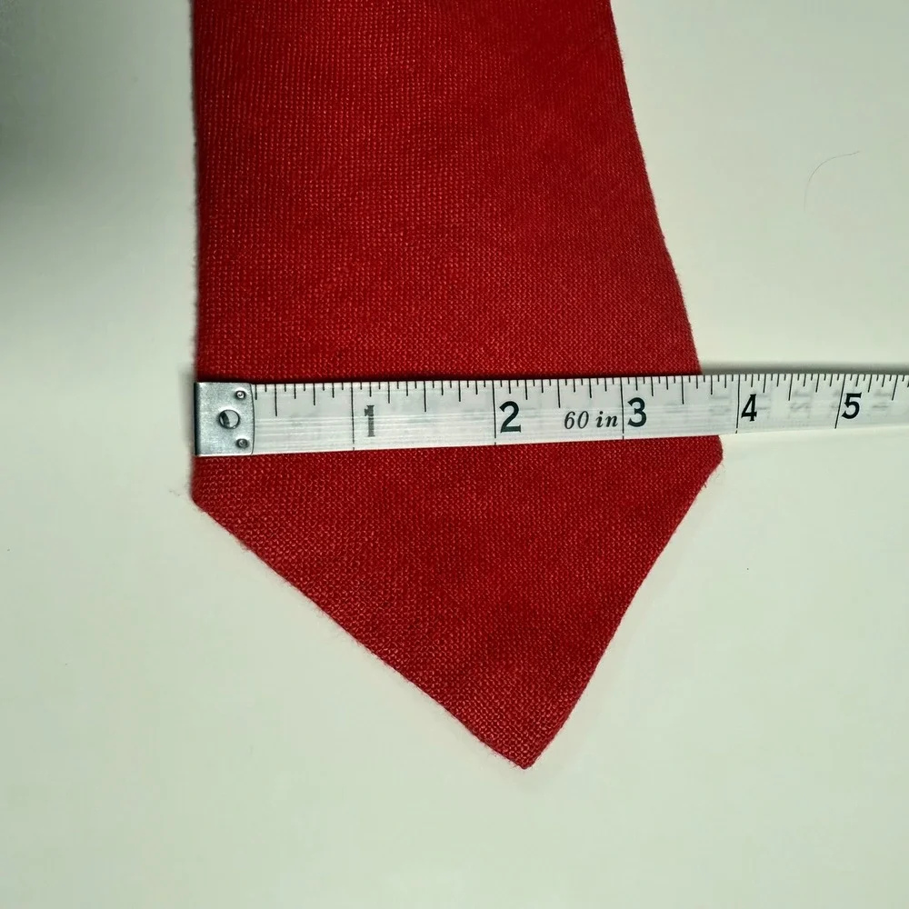 Brooks Brothers Tie Mens Red 100% Linen Solid Woven Made in USA Necktie